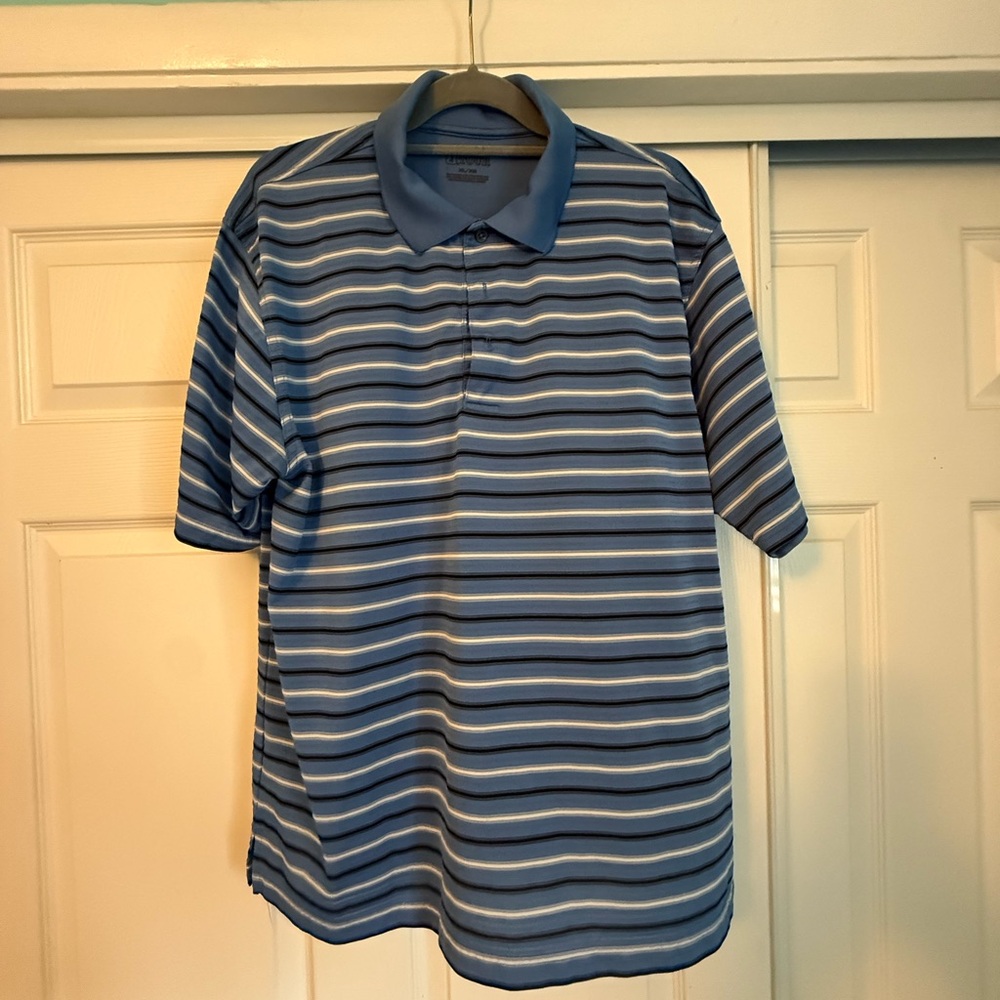 PGA Tour Blue Striped Polo Shirt